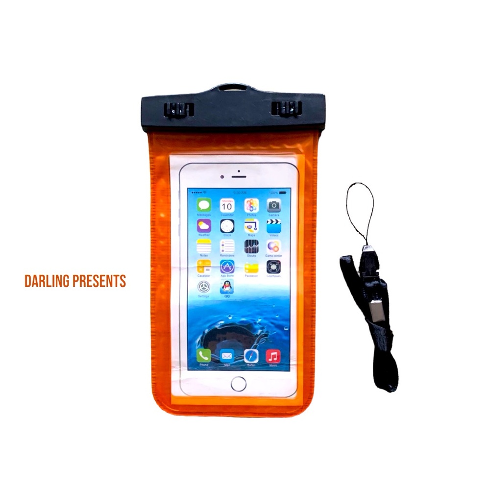 Universal Waterproof Phone Pouch Unisex Color Orange Size 4 X 7